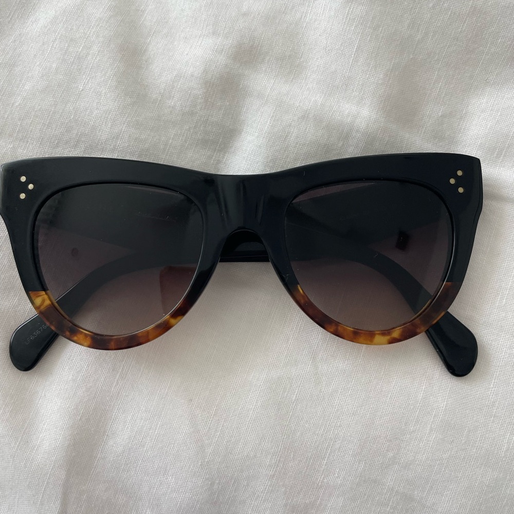 Celine Black and Tortoise Cat-Eye Sunglasses